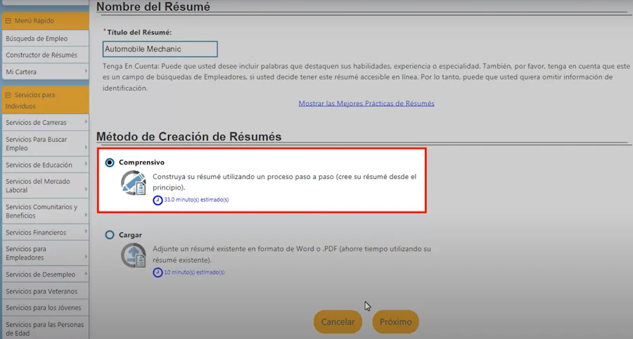 CalJOBS resume crear